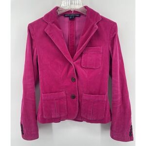 Ralph Lauren Sport Womens Sz 4 Corduroy Buttoned Collared Jacket Blazer Hot Pink